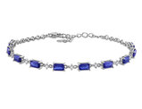 3.32 Carat (ctw) Lab-Created Blue and White Sapphire Station Bracelet Sterling Silver (7.5 inches)