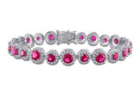 18.80 Carat (ctw) Lab-Created Ruby and White Sapphire Bracelet in Sterling Silver
