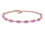 3.22 Carat (ctw) Lab-Created Pink and White Sapphire Station Bracelet Rose Sterling Silver (7.5 inches)