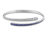 1.65 Carat (ctw) Lab-Created Blue and White Sapphire Bangle Bracelet Wrap Sterling Silver (6 Inches)