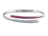 1.62 Carat (ctw) Lab-Created Ruby and White Sapphire Bangle Bracelet Wrap Sterling Silver (6 Inches)