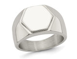 Men's Polished Stainless Steel Hexagon Signet Ring