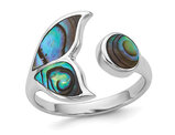 Abalone Whale Tail Ring in Polished Sterling Silver