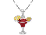 Sterling Silver Margarita Drink Charm Pendant Necklace with Chain