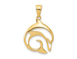 14K Yellow Gold Cut-Out Dolphin Charm Pendant (NO CHAIN)