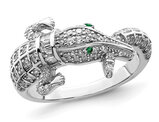 Sterling Silver Alligator Ring with Synthetic Cubic Zirconias