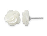 White Mother of Pearl Flower Earrings in Sterling Silver