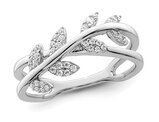 Serling Silver Synthetic Cubic Zirconia Leavess Ring