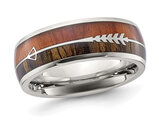 Men's Stainless Steel Wood Arrow Inlay 8mm Band Ring