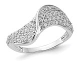 Sterling Silver Synthetic Cubic Zirconia Swirl Wave Ring