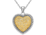 Yellow Plated Sterling Silver Polished Vermeil Heart Pendant Necklace with Chain