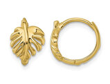 14K Yellow Gold Polished Monstera Leaf Hoop Earrings