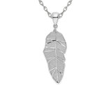 Sterling Silver Diamond-Cut Leaf Charm Pendant Necklace with Chain