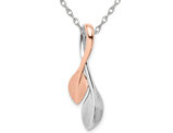 Rose Plated Sterling Silver Leaf Pendant Necklace with Chain (16 inches)