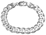Men's Curb Chain Bracelet 9 Inches in Sterling Silver 10mm