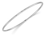 Diamond-Cut 2mm Slip On Bangle in 14K White Gold