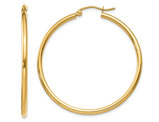 14K Yellow Gold Hoop Earrings (1 2/5 Inch) (2mm)