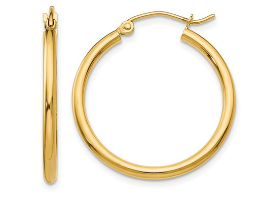 14K Yellow Gold Medium Classic Hoop Earrings 4/5 Inch (2.00mm)