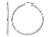 14K White Gold Hoop Earrings 1 2/5 inch (2.00mm)