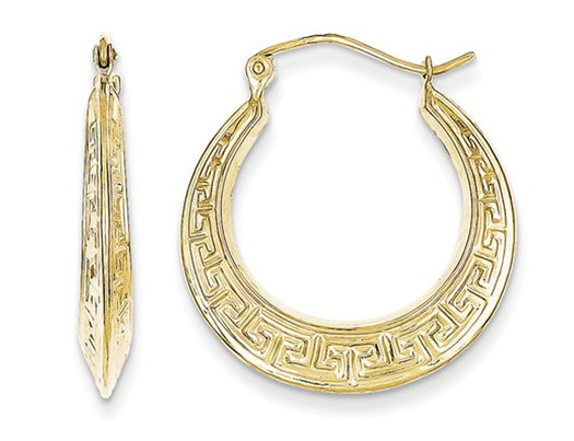 Greek Key Hoop Earrings in 10K Yellow Gold
