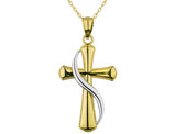 Cross Pendant Necklace in 14K Yellow and White Gold with Chain