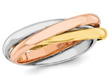 Ladies Tri-Color Yellow, Pink and White Interlocking 14K Gold Ring