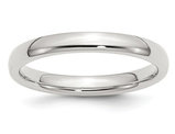 Ladies Comfort Fit 3mm Wedding Band Ring in Sterling Silver