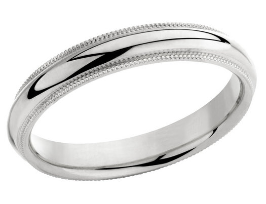Ladies or Men's Comfort Fit 4mm Milgrain Wedding Band Ring in Sterling Silver