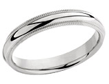 Ladies or Men's Comfort Fit 4mm Milgrain Wedding Band Ring in Sterling Silver