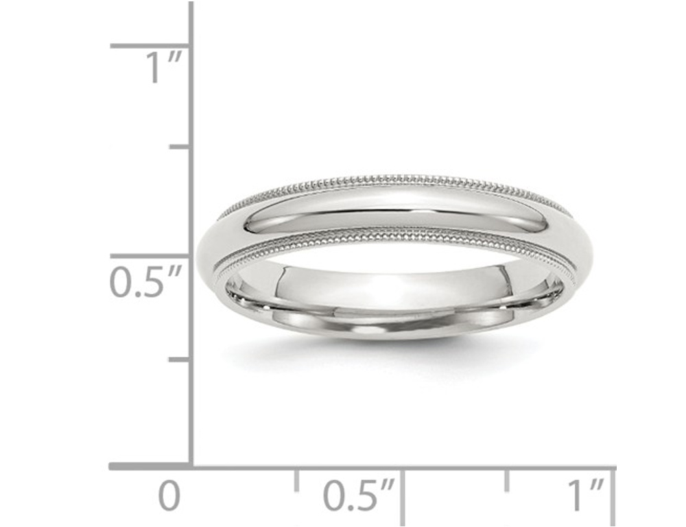 Ladies or Mens Comfort Fit 4mm Milgrain Wedding Band Ring in Silver - Picture 7 of 8
