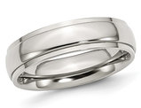 Men's Chisel 6mm Stainless Steel Ridged Wedding Band Ring