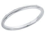 Ladies 1.5mm Stackable Milgrain Wedding Band Ring in 14K White Gold