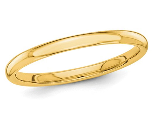 Ladies 14K Yellow Gold 2mm Stackable Wedding Band Ring