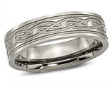 Men's Chisel Titanium Laser Etched Celtic Knot Polished Band Ring