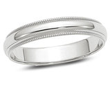 Ladies or Men's 14K White Gold 4mm Milgrain Wedding Band Ring