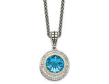 4.92 Carat (ctw) Blue Topaz Necklace in Sterling Silver with 14K Gold Accents