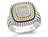 1/12 Carat (ctw) Diamond Cluster Ring in Sterling Silver with 14K Gold Accents