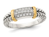 Diamond 1/10 Carat (ctw) Ring in Sterling Silver with 14K Gold Accents