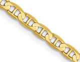 14K Yellow Gold 3mm Necklace Concave Anchor Chain 22 Inches