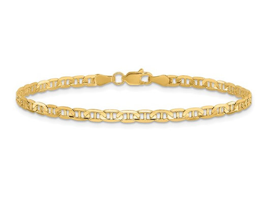 Concave 3mm Anchor Chain Bracelet 8 Inches in 14K Yellow Gold