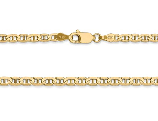 14K Yellow Gold 3mm Concave Anchor Chain Anklet -- 9 Inches