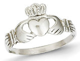 Ladies 14K White Gold Polished Claddagh Ring