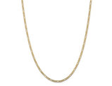 Concave 3mm Figaro Necklace 24 Inches in 14K Yellow Gold