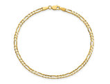 Ladies 3mm Concave Figaro Bracelet 7 Inches in 14K Yellow Gold