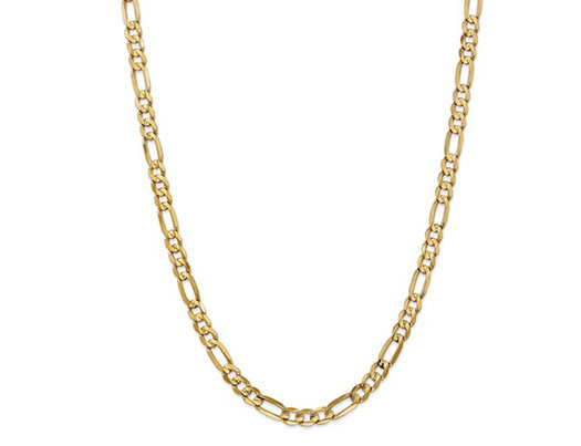 Concave 6mm Figaro Necklace in 14K Yellow Gold -- 20 Inches