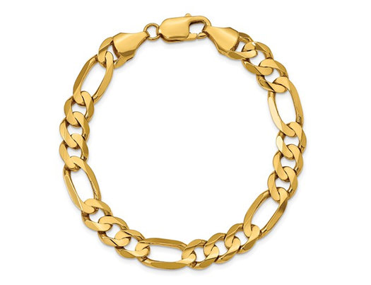 Men's 14K Yellow Gold Concave Figaro Bracelet 9 Inches (8.75mm Thick)