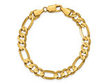 Men's 14K Yellow Gold Concave Figaro Bracelet 9 Inches (8.75mm Thick)