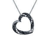 1/4 Carat (ctw) White & Black Diamond Heart Pendant Necklace  in Sterling Silver