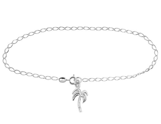Palm Tree Anklet in Sterling Silver
