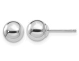 14K White Gold Button Ball 6mm Stud Earrings